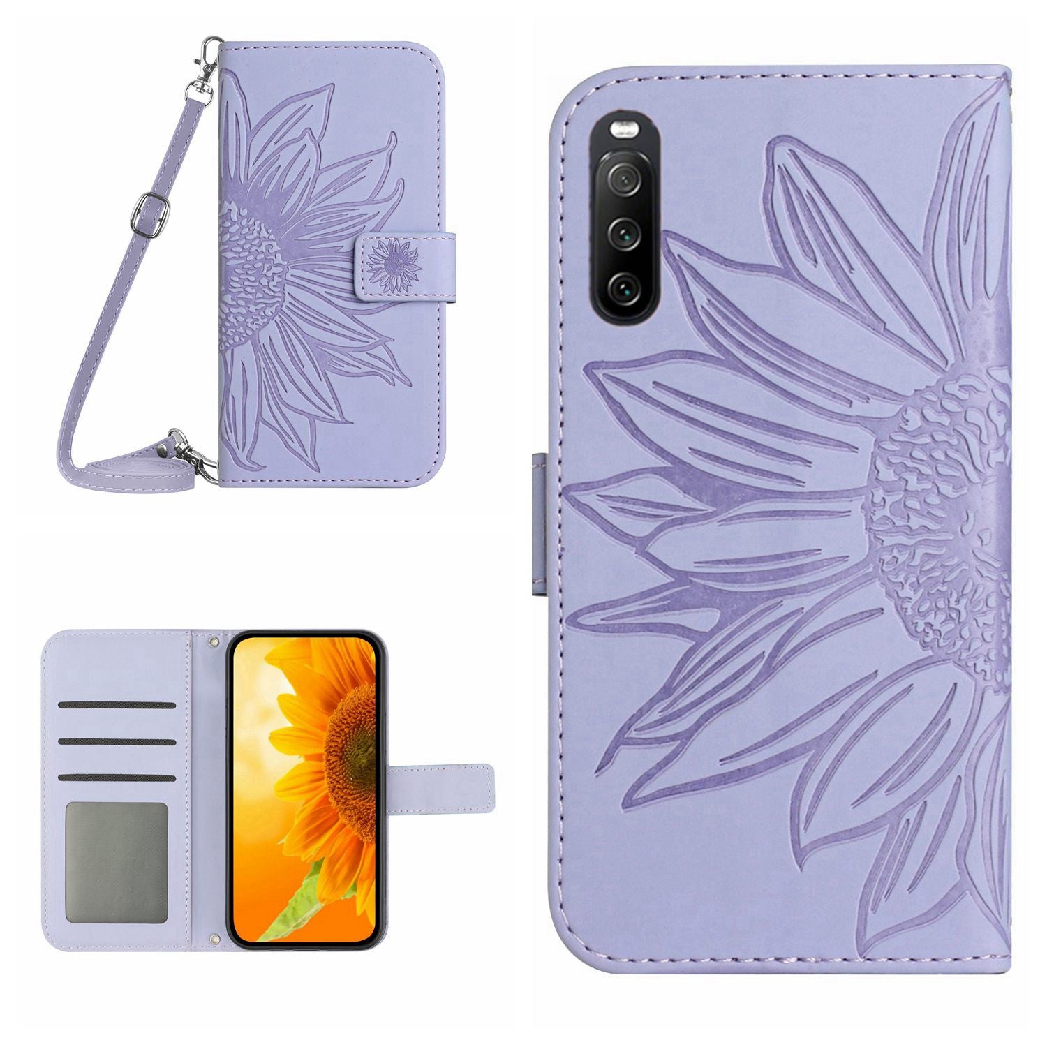 HT04 For Sony Xperia 10 VI Case Sunflower Leather Magnetic Flip Phone Cover with Shoulder Strap HT04 For Sony Xperia 10 VI Case Sunflower Leather Magnetic Flip Phone Cover with Shoulder Strap